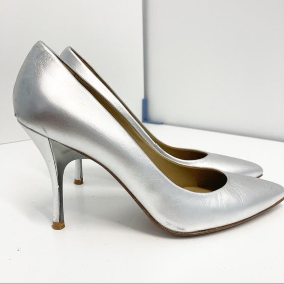 Donald J. Pliner Shoes - Donald J. Pliner Silver Pump Heels Pointed Toe 6